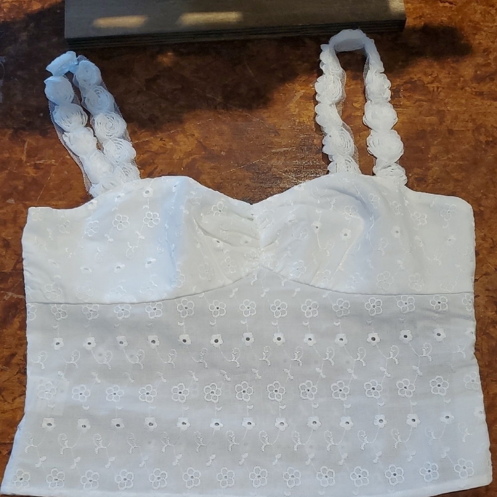 White Floral Lace Women's Top